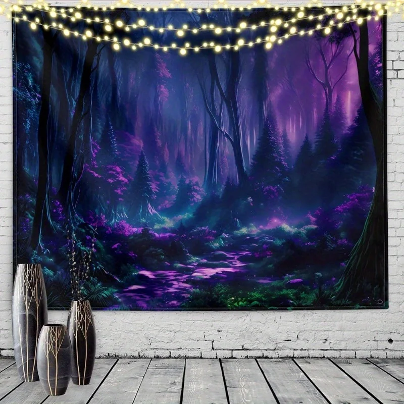 VIKAMA Secret Violet Forest Tapestry Gradient Study B&B Cafe Decoration Parchment Scrolls Fantasy Room Decoration