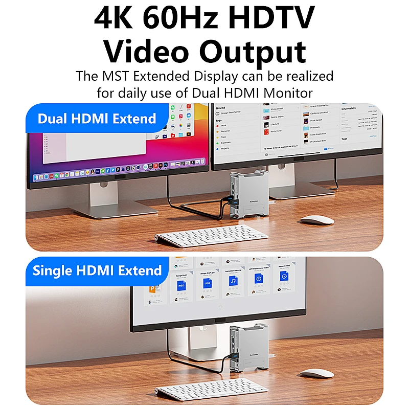 Blueendless for Mac Mini M4 Docking Station with 10Gbps USB 3.2 USB 2.0 SD TF M.2 NVME Enclosure Case Aluminium