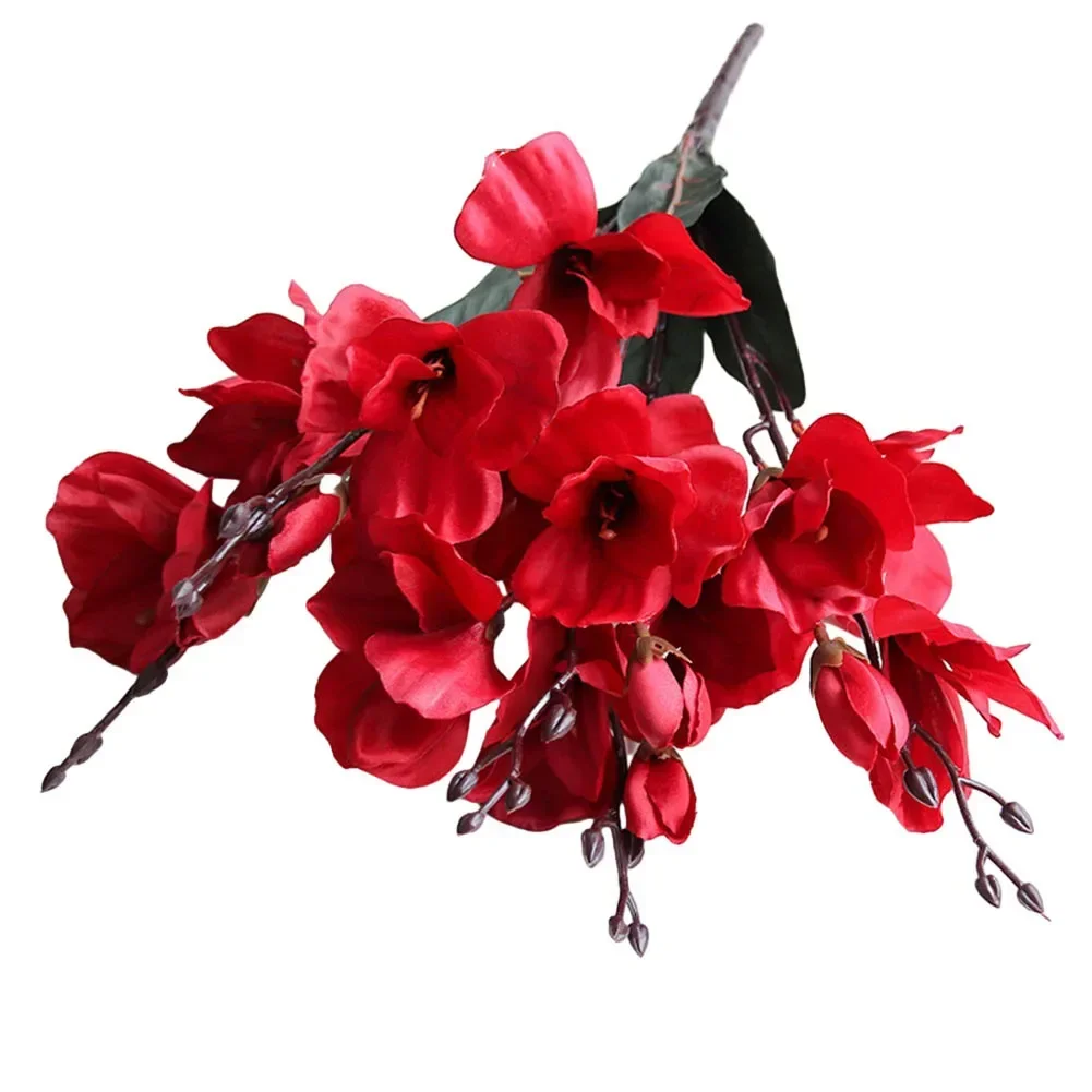 

Lifelike Magnolia Bouquet 5 Prongs 20 Heads Artificial Flowers for Interior Decoration Choose from Various Colors