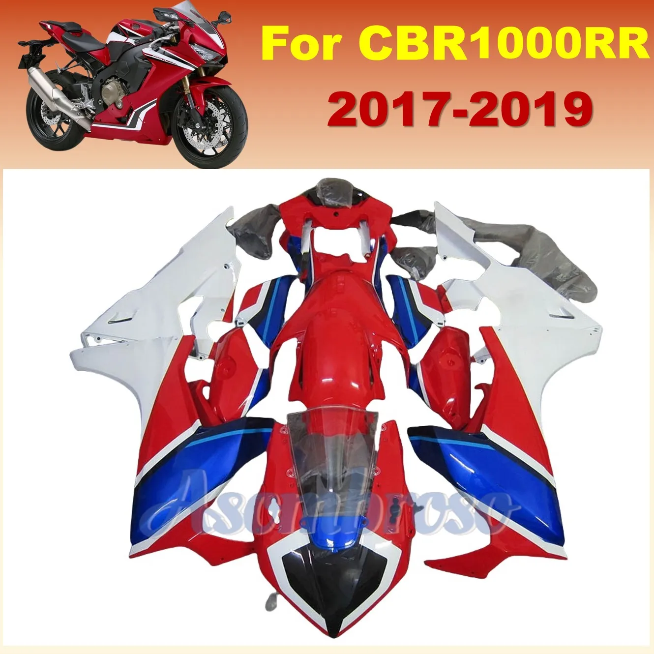 Moto Bike ABS Plastic Fairing kit For CBR1000RR 2017 2018 2019 CBR1000 RR CBR 1000RR 17 18 19 Injection Mold fairings red/whtie