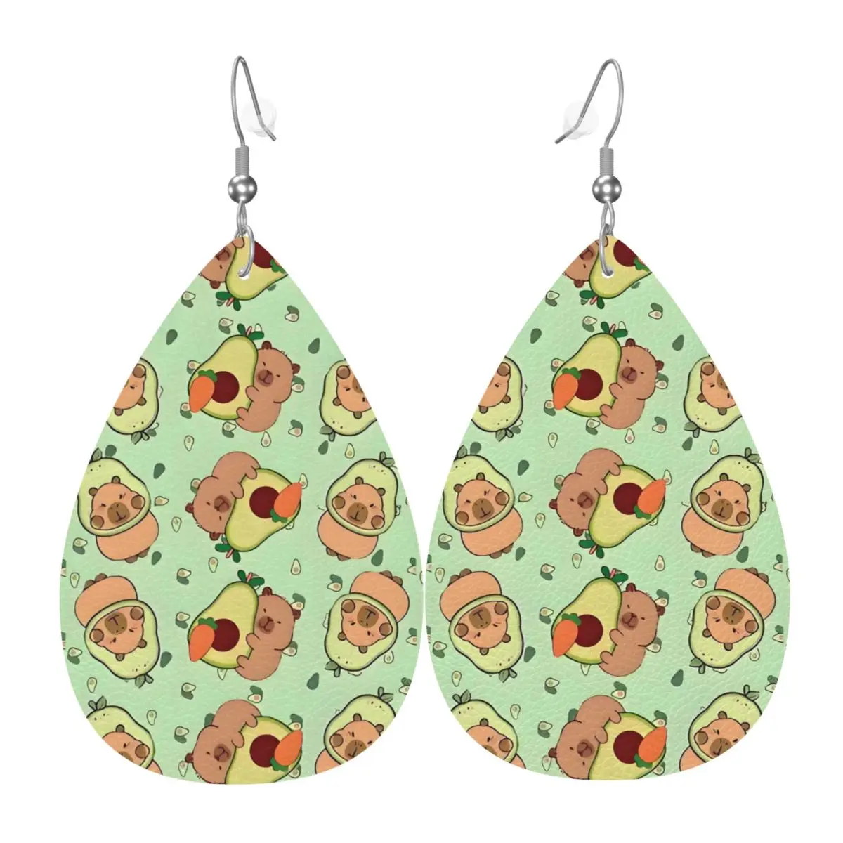Custom Funny Capybara PVC Leather Earrings Dangle Earrings Jewelry For Women For Wife Mother Gift