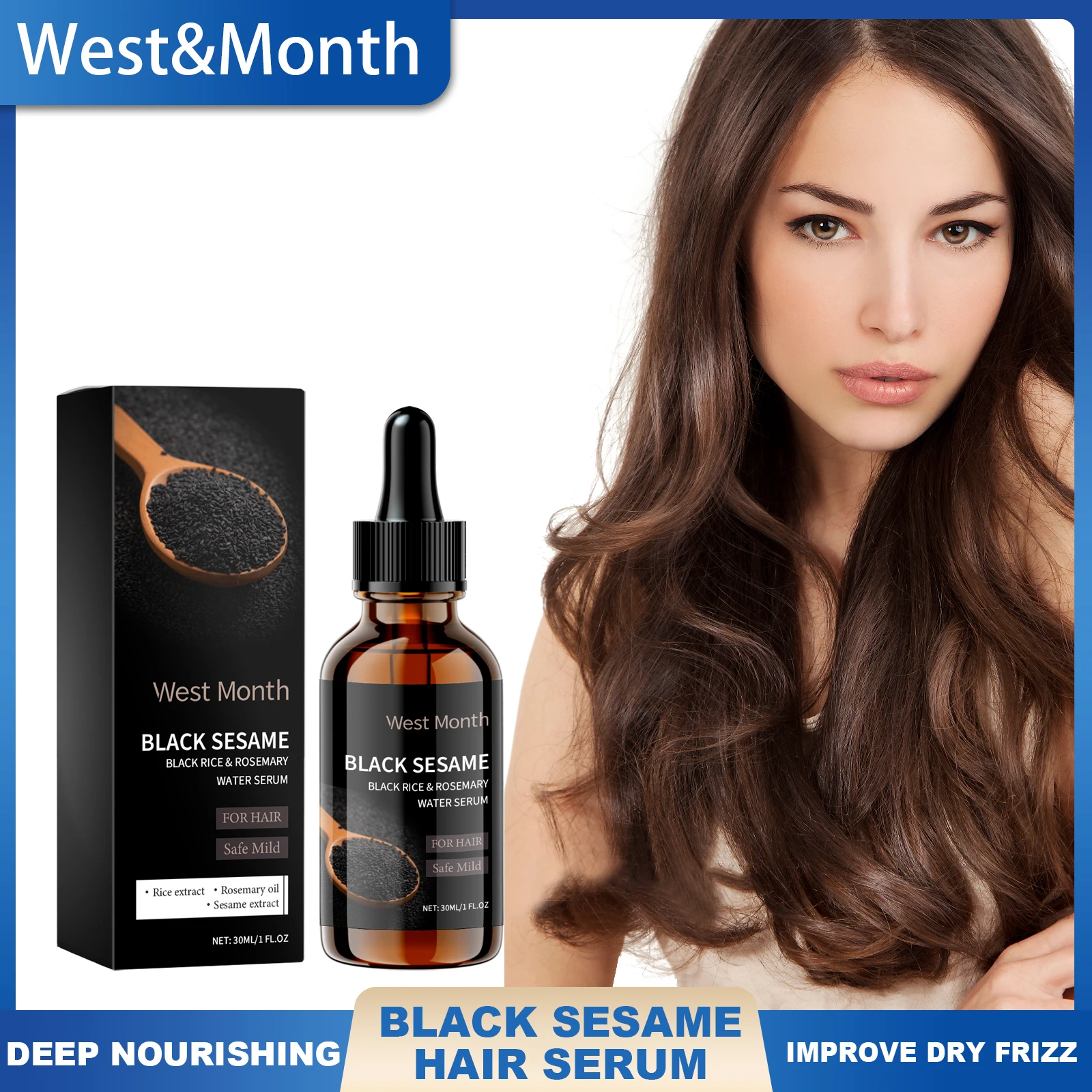 Black Sesame Care Serum Grey hair Serum White Hairs Essence Anti-gray Hair Improve Hair Color Care Soft Black Daily Hair 30ML