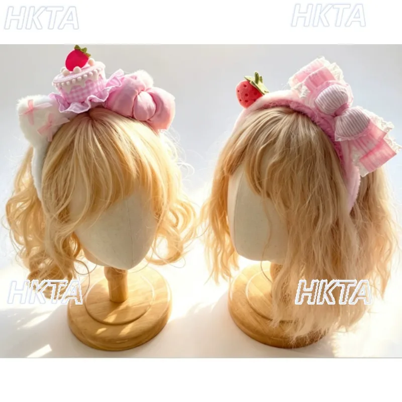 Handmade Sweet Lolita Headband Small Thing Bow KC Headgear Women Amusement Park Lolita Cupcake Hair Bow Hair Accessories