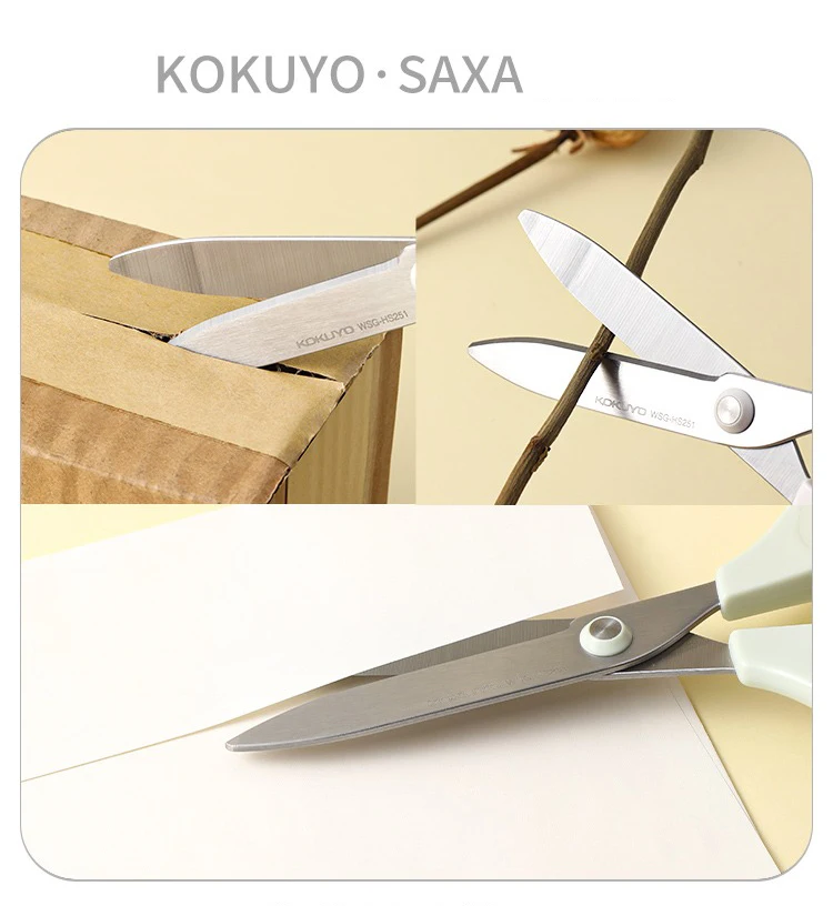 1pc KOKUYO Saxa Scissors, White, Standard Blade, Symmetrical Handle for Both Right-hand and Left-hand