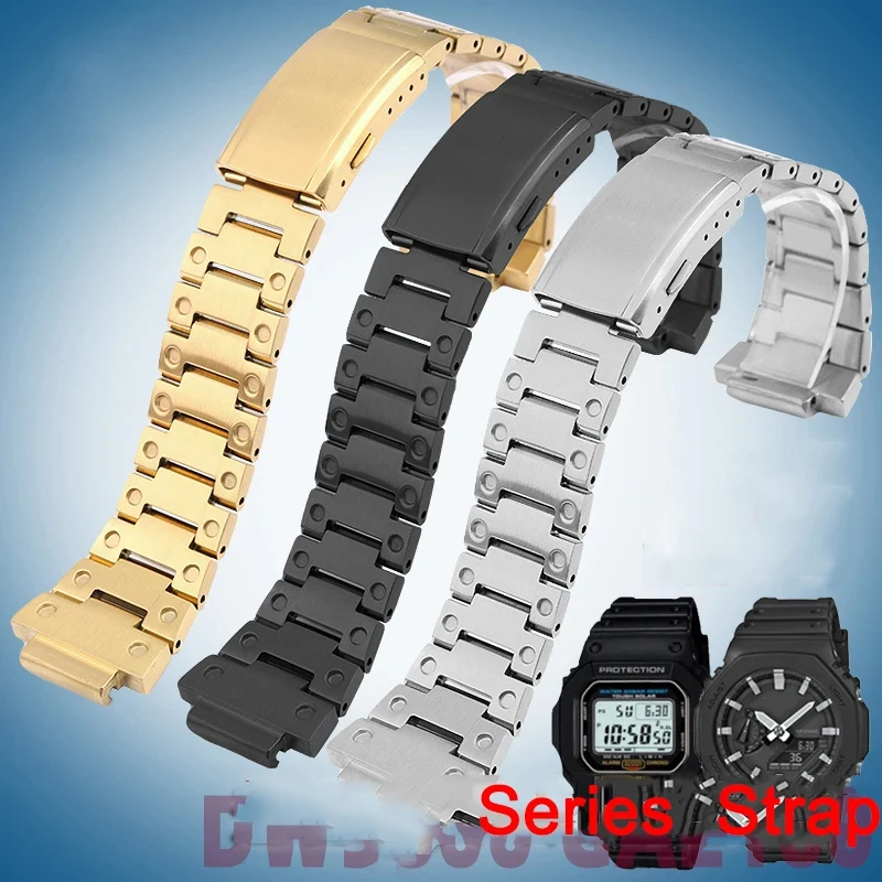 

Solid Metal Stainless Steel Watch Strap For Casio G-SHOCK Octagonal Oak GM-2100/GA2100 2100 Watchband Accessories Men's Bracelet