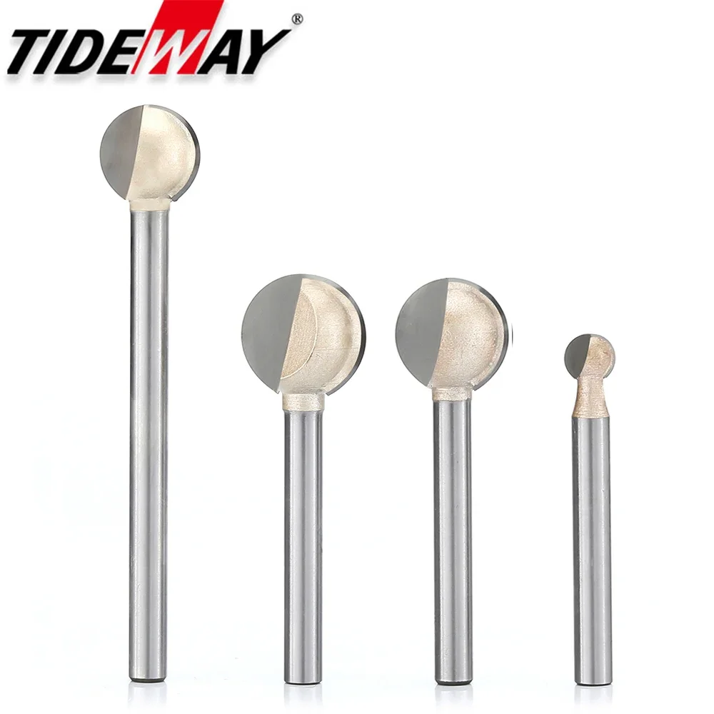 Tideway Woodworking Ball Shape Router Bit Round Wood Carving Milling Cutter Tray Coffee Table Base Ball Cutter Carving Tool