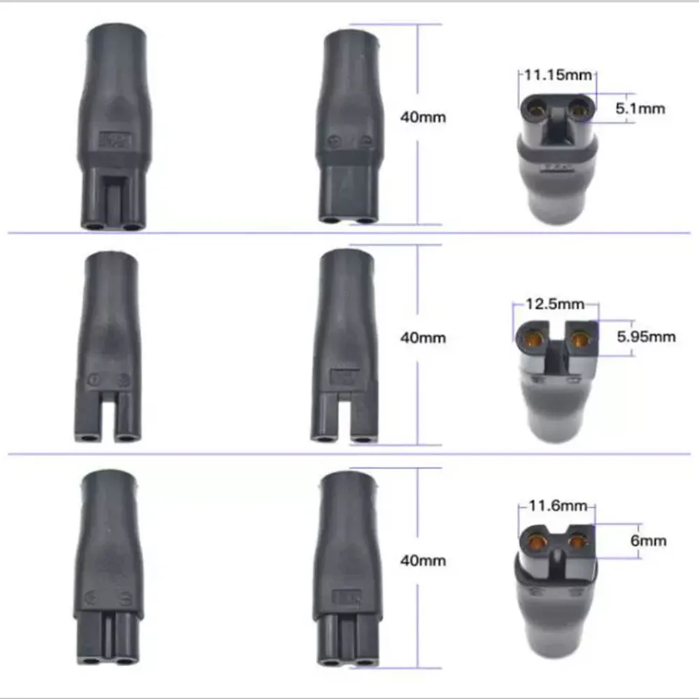 Adaptador de carregamento multifuncional, usado para cortador de cabelo, Shaver e linha de carregamento, furo duplo, DC 5.5*2.1 a 1.8/2.35