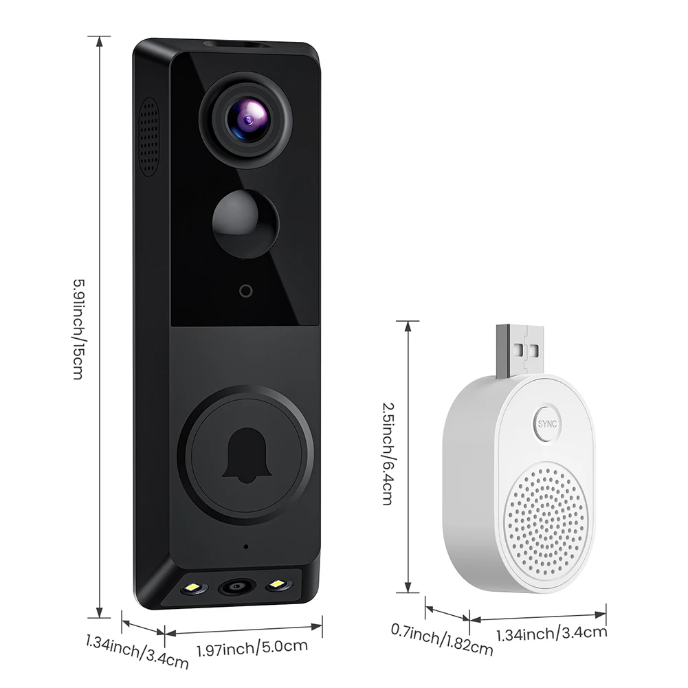 كاميرا مراقبة لاسلكية 720P مع اتجاهين الصوت كاميرا مزدوجة جرس الباب الذكية AI كشف الجرس للحماية الآمنة في ساحة الحديقة