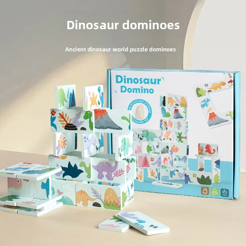 Dinossauro dominó blocos de construção das crianças correspondência empilhamento jogo de mesa bebê mão-olho coordenação brinquedo educativo