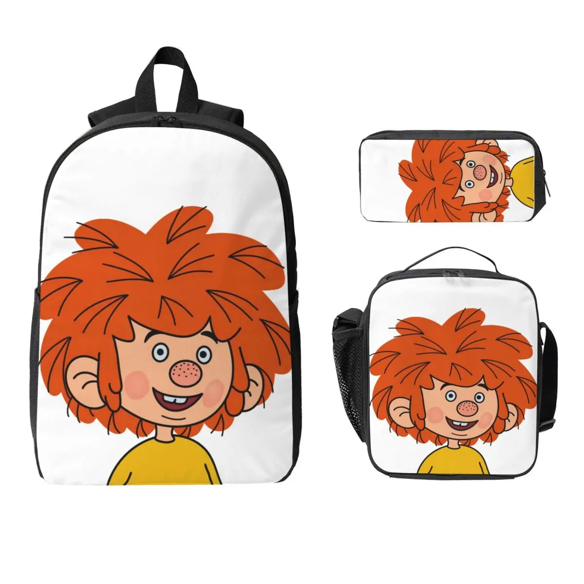 

Рюкзак Pumuckl, студенческая сумка для книг для мальчиков и девочек, школьная сумка, сумки на плечо для ноутбука, 3 шт., изолированная сумка для обеда, пенал