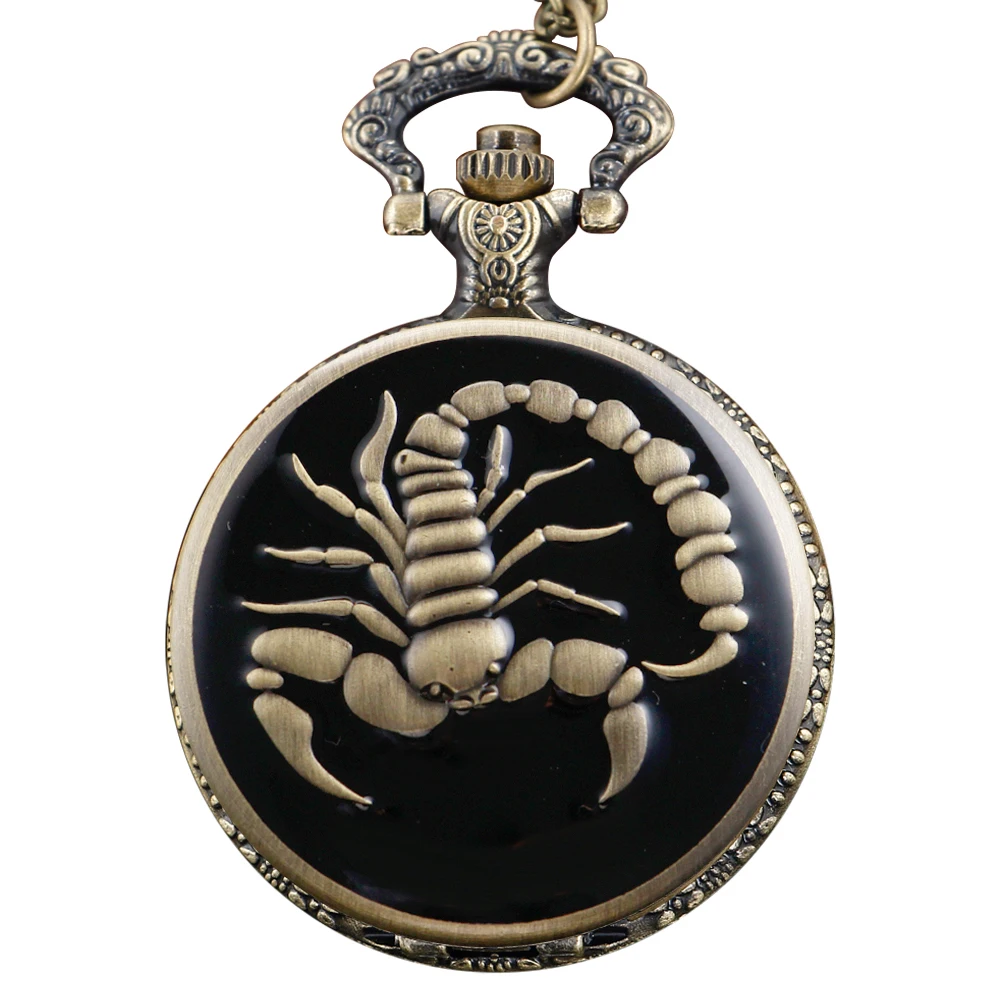 Винтажное ожерелье, часы, террор, яд, ошибка, скорпион, кварцевые карманные часы, мужские и женские подарочные аксессуары, ретро-часы Relogios