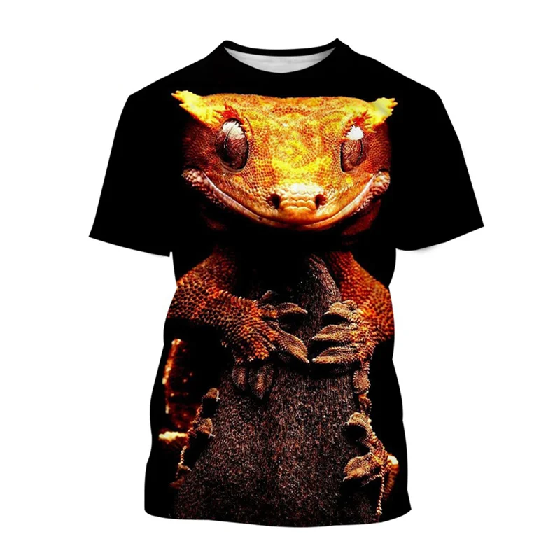 

Reptile Gecko 3D Print T Shirt Men Summer Round Neck T-shirt Graphics Short Sleeve Oversized Pullover Fashion Tee Tops Clothing