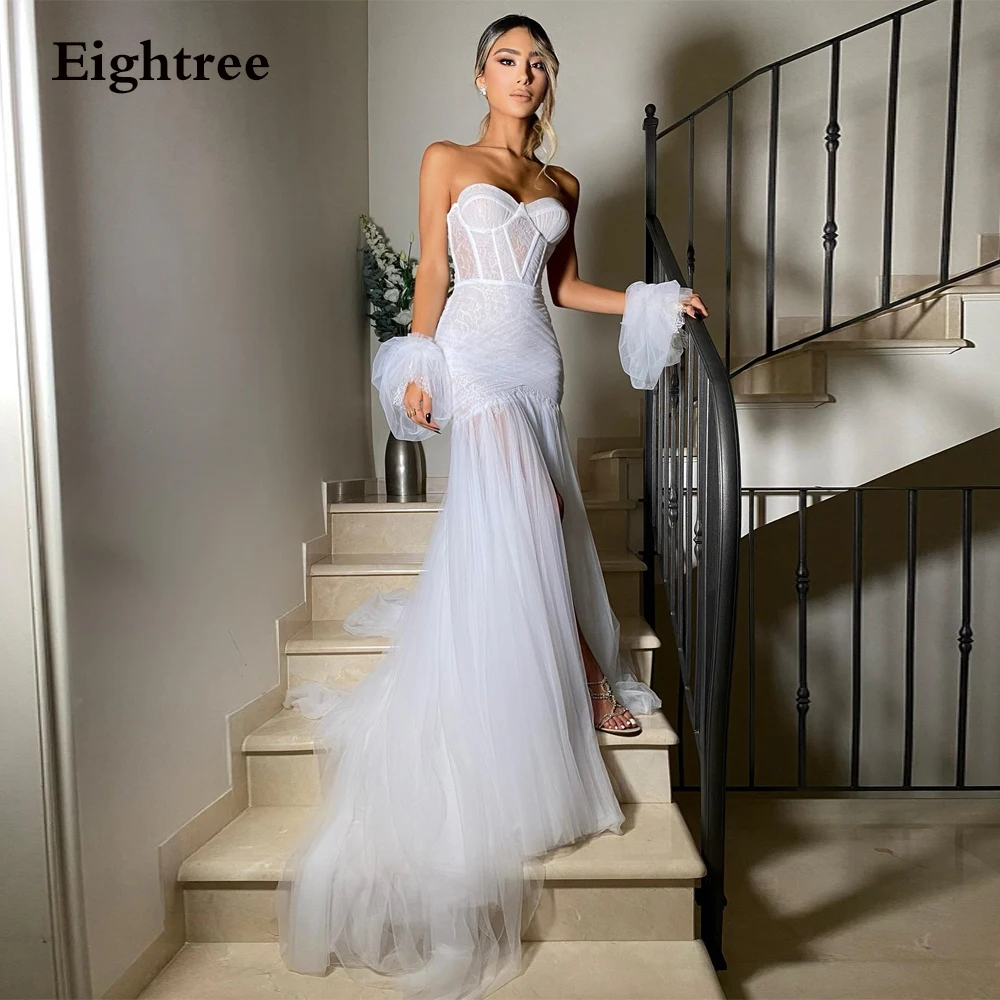 Eightreee Chic Bridal Gown Princess Dress Illusion Tulle Wedding Party Dresses for Bride Lace Slim Fit Bespoke Evening Gowns