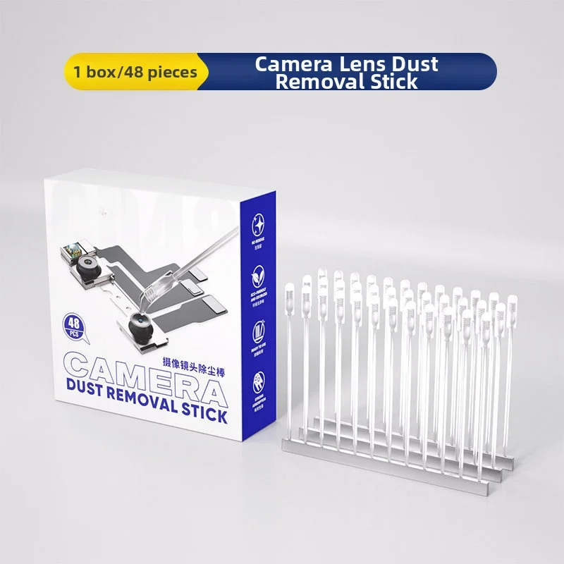 48-Pack Camera Lens Cleaning Swabs with Rotational Application Design and Trace-Free Resin Bonding for Optical Safety
