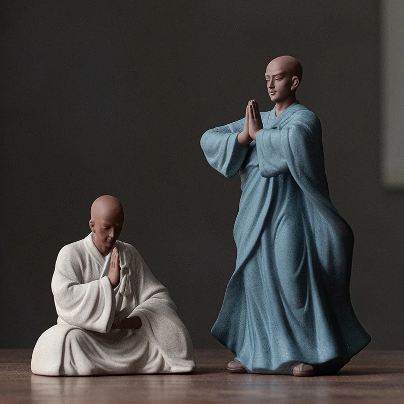 

Ceramics Chinese Zen-like little monk character decoration statue High quality home room office Decorative accessories