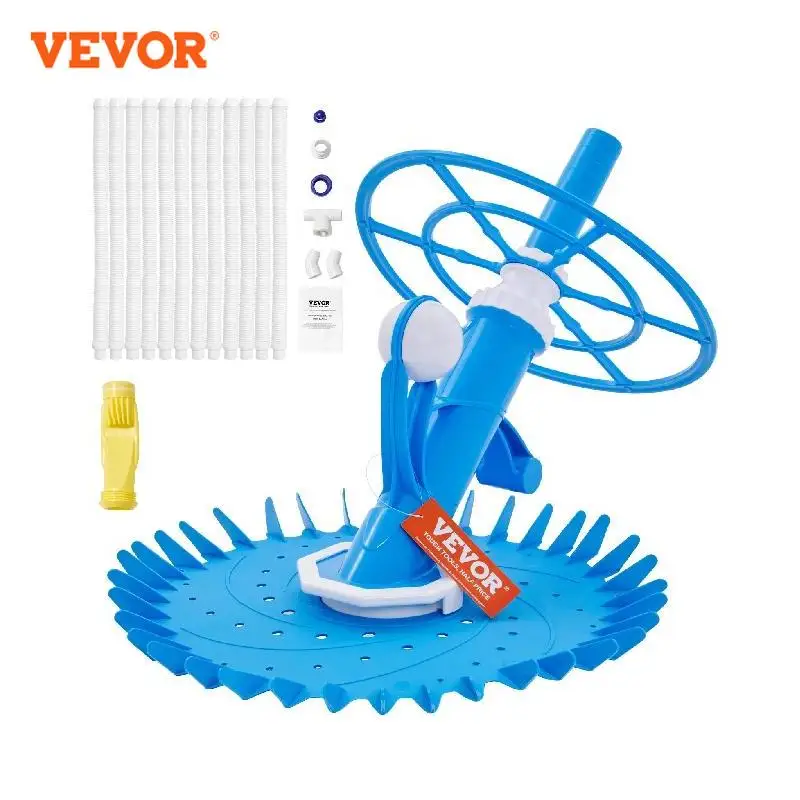 

VEVOR Automatic Suction Pool Cleaner Pool Vacuum Cleaner W/ Diaphragm 10 x 32 in Hoses & 36-Fin Disc Side Climbing Pool Cleaner