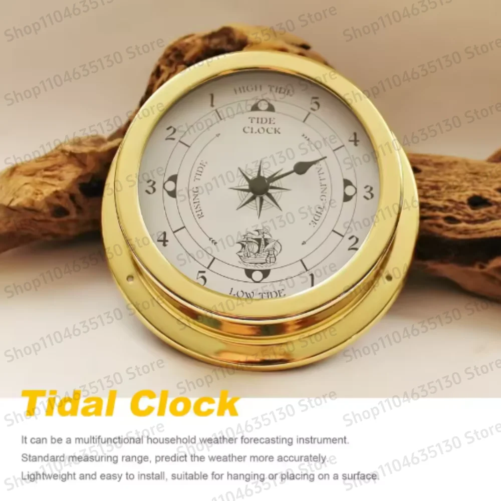 Tidal Clock, Wall Mounted Tester Copper Shell Marine for Weather Station, Wall Hanging Boat Using Tidal Clock,98mm