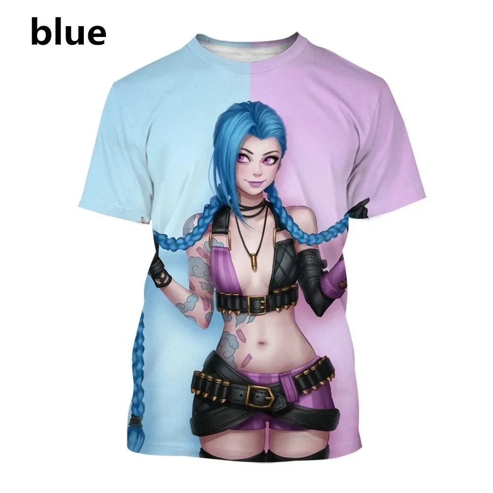 Summer Game League of Legends Arcane Jinx 3D Fashion Print T-shirt Men Women T-shirts Aesthetic Cool Tops Unisex O-neck Clothing