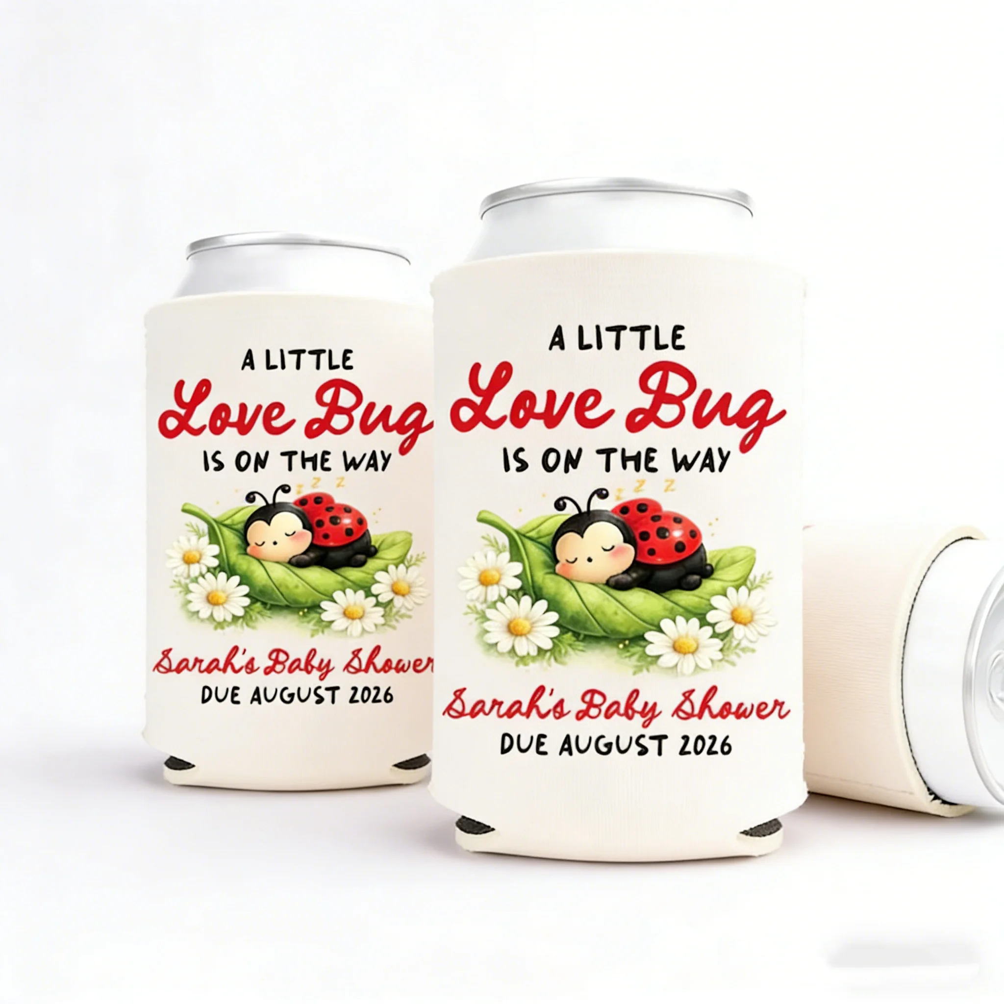 

10/20/30 шт. персонализированных охладителей для банок с надписью "A Little Lovebug Is On The Way" для детского праздника, персонализированные сувениры и подарки для вечеринок