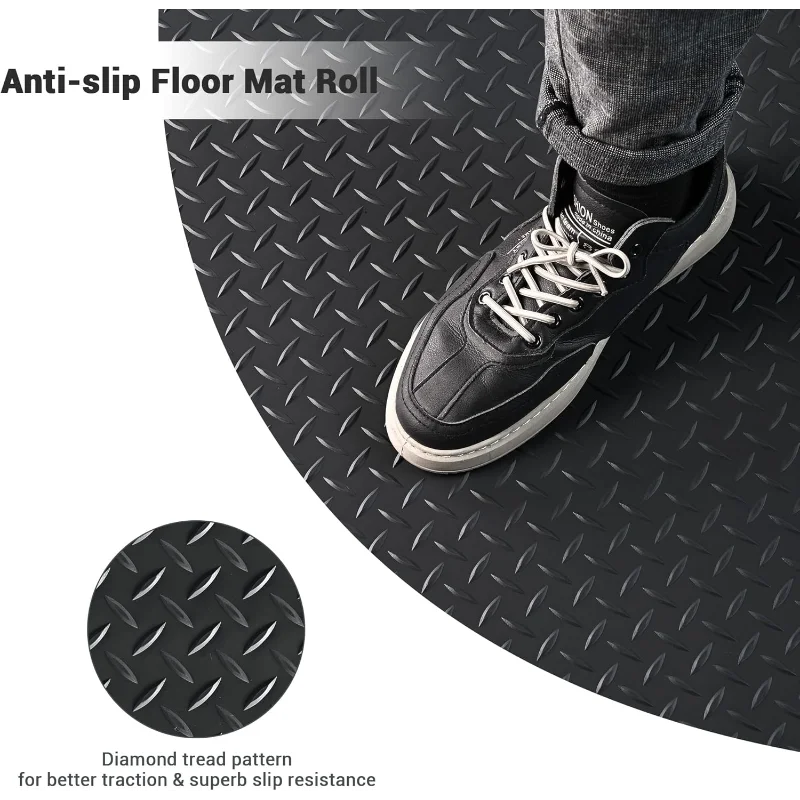 Yescom Heavy Duty Garage Floor Mat, Runner Protector Mat 19.5x6.5Ft, Non-Slip Warehouse Basement Trailer PVC Flooring Roll
