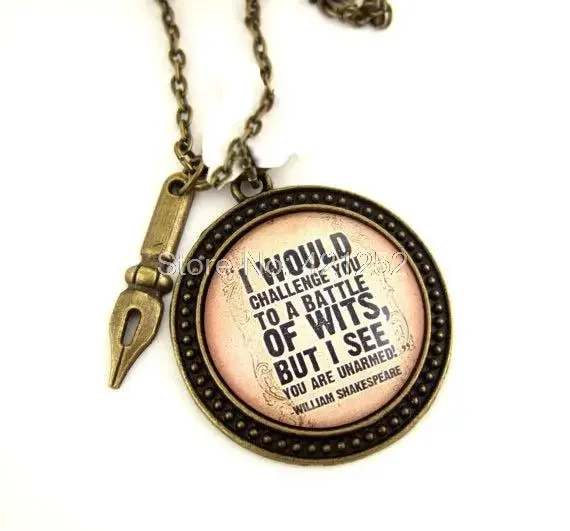 

12pcs/lot William Shakespeare Inspired Necklace Literary Quote Witty Literary Quote Literary Book Lover