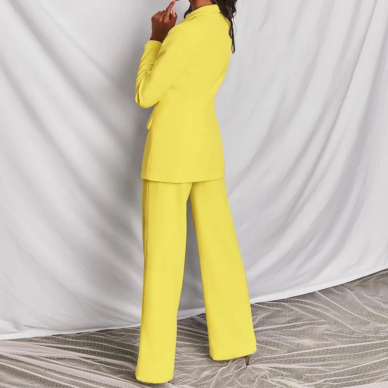 2 Pieces Women Sets 2026 New Fashion Professional Blazer + Casual Solid Color Pant Two-Piece Suit Europe Women's Clothing