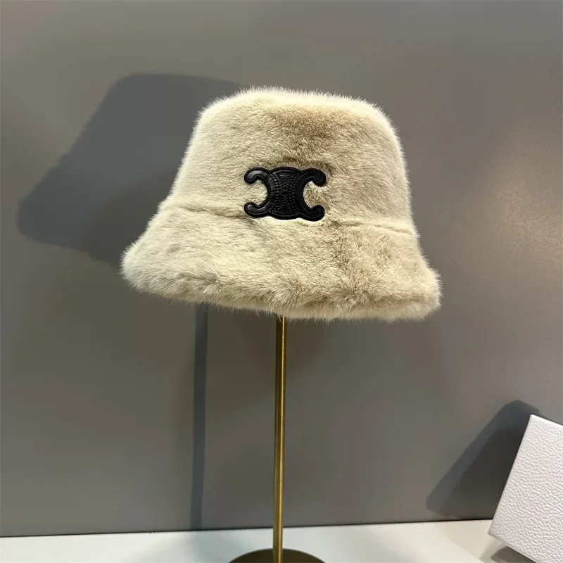 New Maillard mink fur fisherman hat for women winter thick warm large head circumference small basin hat bucket hat