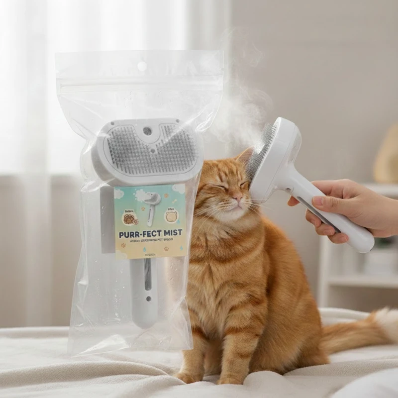 3in1 Steamy Cat Brush Electric Water Spray Pet Grooming Comb for Hair Removal Massaging Slicker Brush for Cats Dogs Tangled Hair