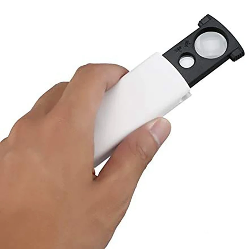 Hohe Vergrößerung 20-mal 45-mal tragbare Mini-Pull-LED-Lupe mit zwei Linsen zum Lesen im Home Office