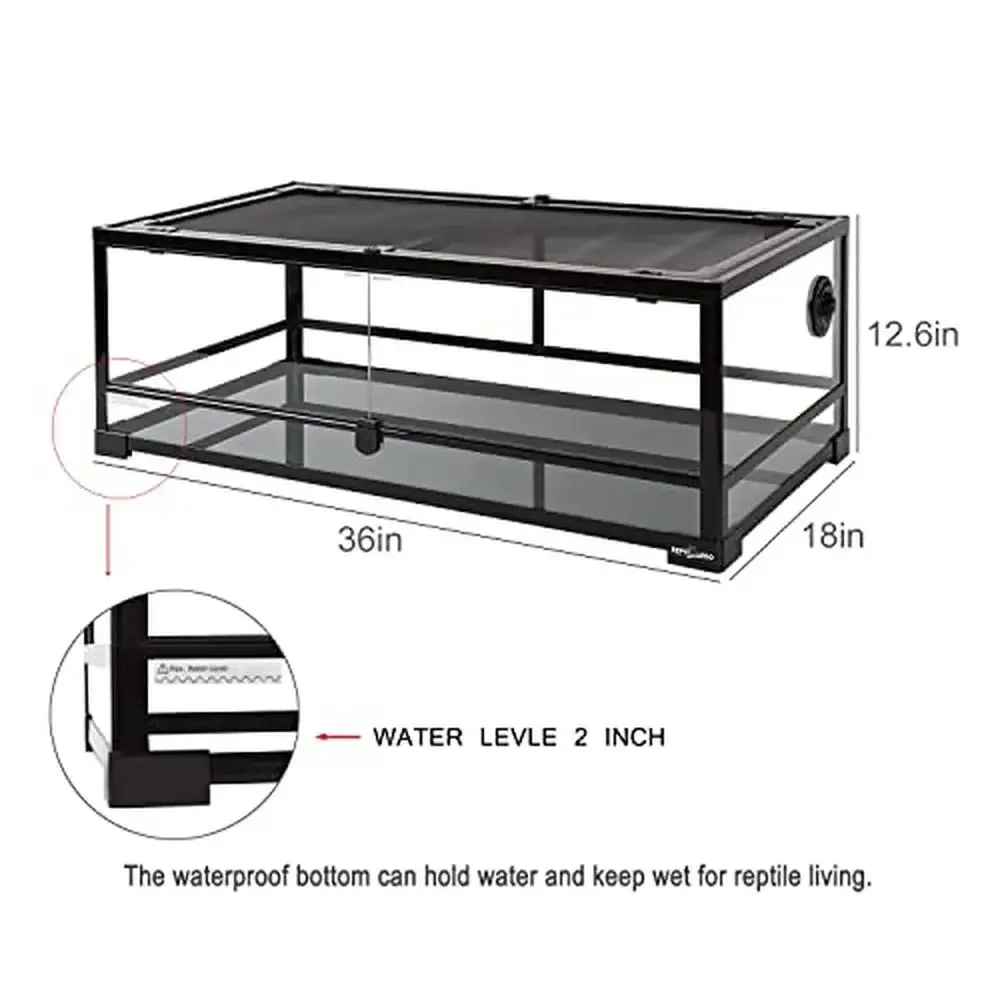 35 Gallon Wide & Low Front Opening Reptile Terrarium Tank Lizard Gecko Tortoise Snake Patented Design with Ventilation and