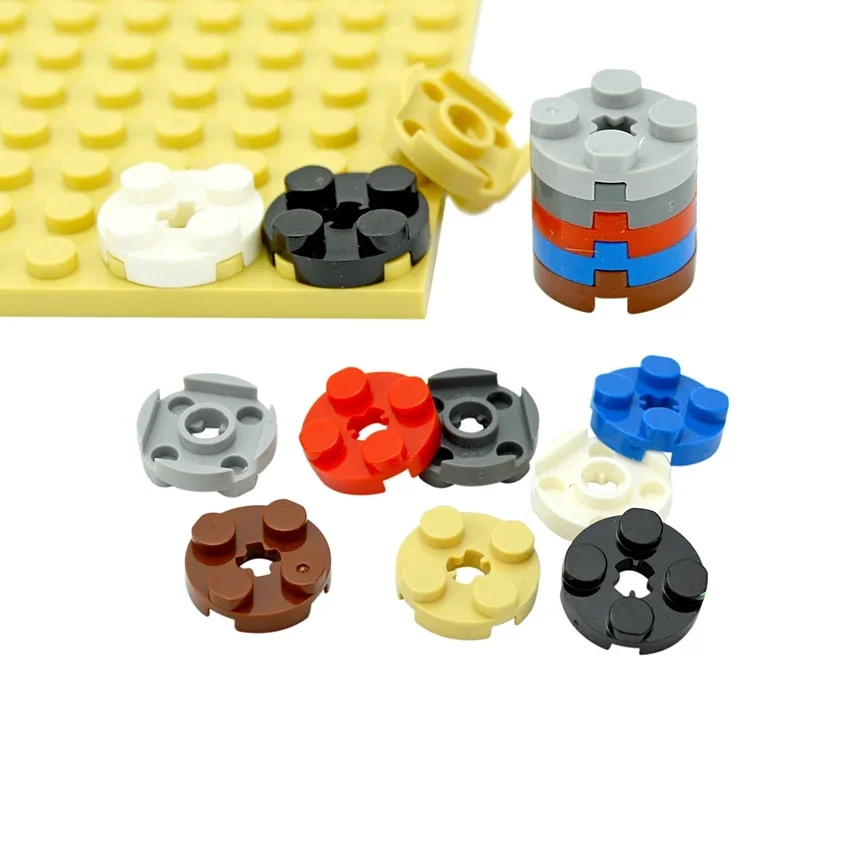 DIY Building Blocks MOC Parts 100PCS 2x2 Round plate with cross shaft hole Educational Technical Bricks Compatible with 4032 Toy