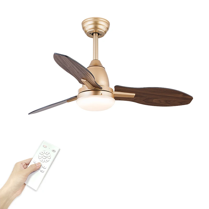 Gold Ceiling Fan with Light 42 inch Luxury LED Ceiling Fan with Remote Control Solid Wood Blades 6 Speed Indoor Fan Lights