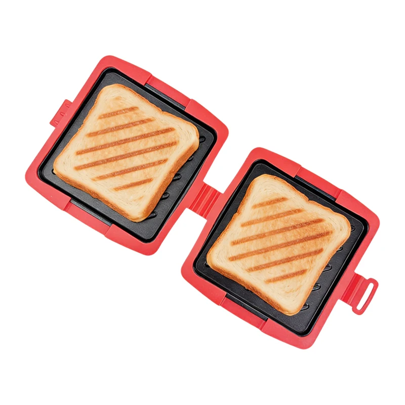 Microwave Toastie Sandwich Maker, Silicone Micro Toasties Sandwich Maker with Removable Non-Stick Grill Plates Cookware Toaster