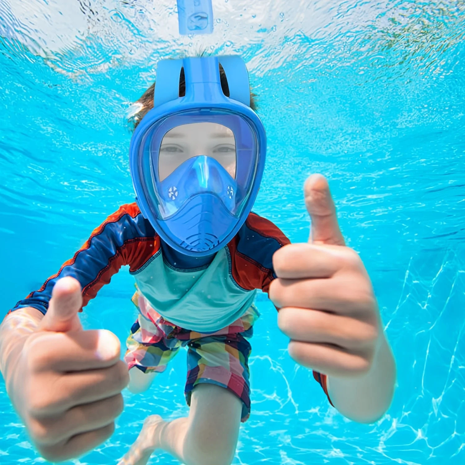 Kids Full Face Snorkel Mask for Children Anti Fog Anti Leak Wide View Lightweight Snorkeling Mask for Kids Swimming Diving Snork view 5