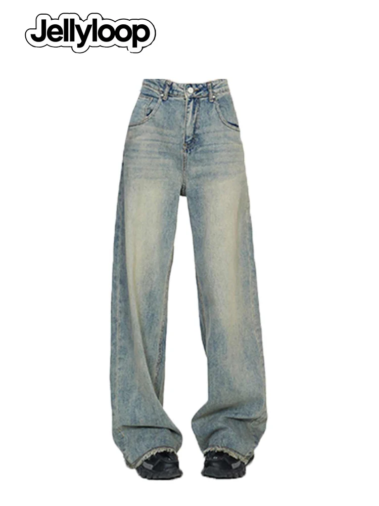 

2025 Autumn Winter Women's Korean Vintage Denim Pants Clanfit Y2K Baggy Wide Fit Jeans Harajuku Cowboy Streetwear High Quality