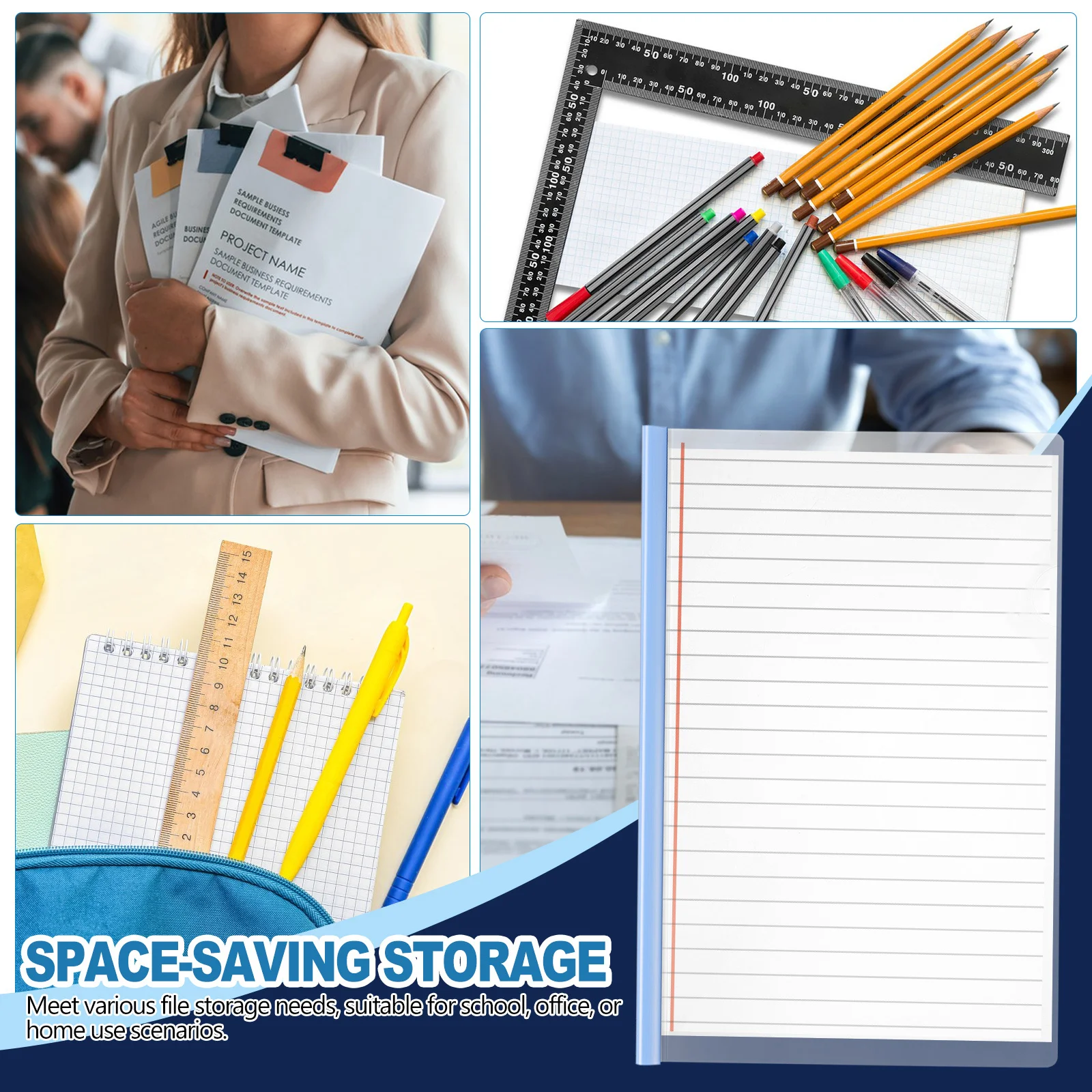 10 قطع من مجلدات الموثق الشريحة - منظم المستندات البلاستيكية مقاس A4 بسعة 60 ورقة، غطاء تقرير شفاف للمكتب #3