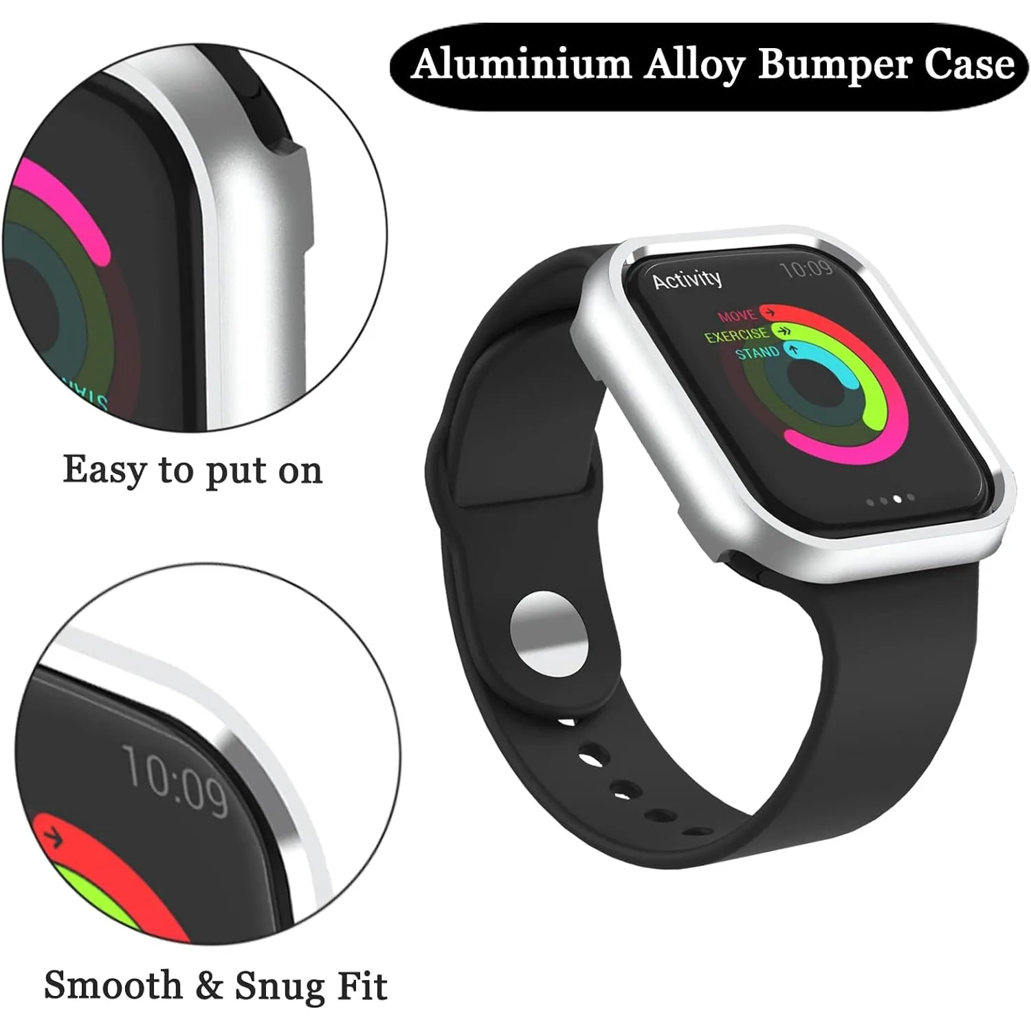 حافظة مجوفة من خليط معدني لسلسلة ساعات أبل 9 8 7 se 6 5 4 غطاء ممتص للصدمات لساعة iWatch 40 مللي متر 44 مللي متر 41 مللي متر 45 مللي متر ملحقات ساعة زجاجية #3