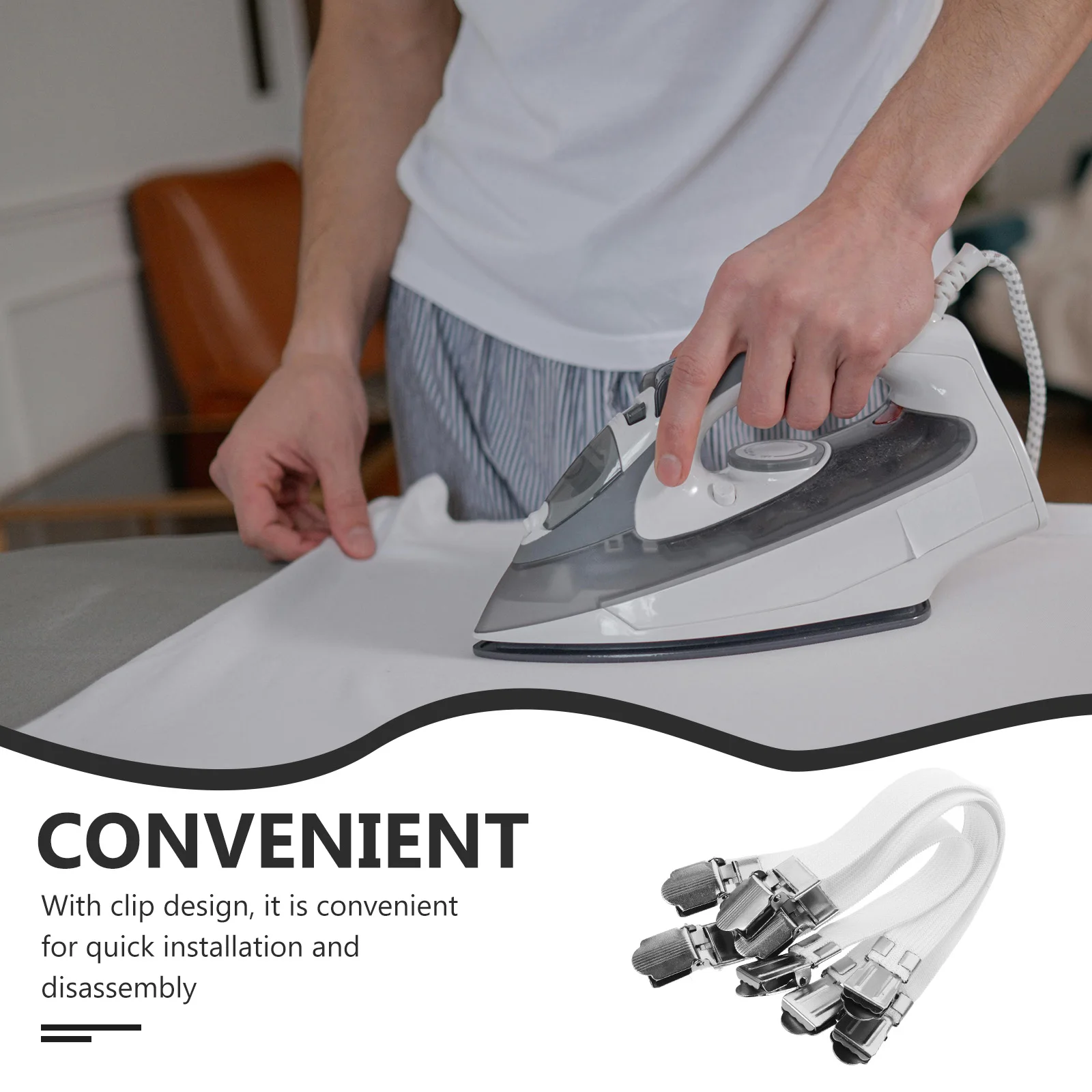 

16Pcs Ironing Board Clamp Set Elastic Cover Fasteners Straps Adjustable Holder for Secure Fit No Slipping Flat Ironing Cover