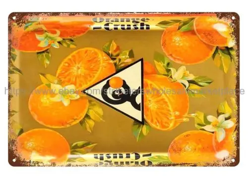 nostalgic garage shop wall  1930s Orange-Crush metal tin sign