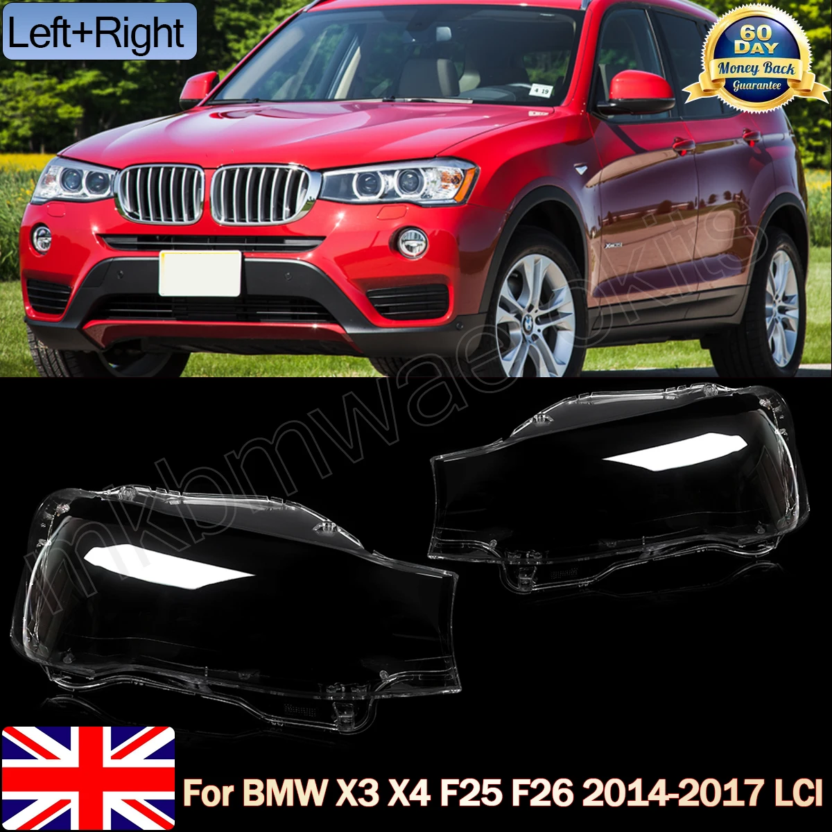 

Pair Head Light Cover For Bmw X3 X4 F25 F26 Diesel SUV 2014 2015 2016 2017 Headlight Lens Cover Replacement Left Right