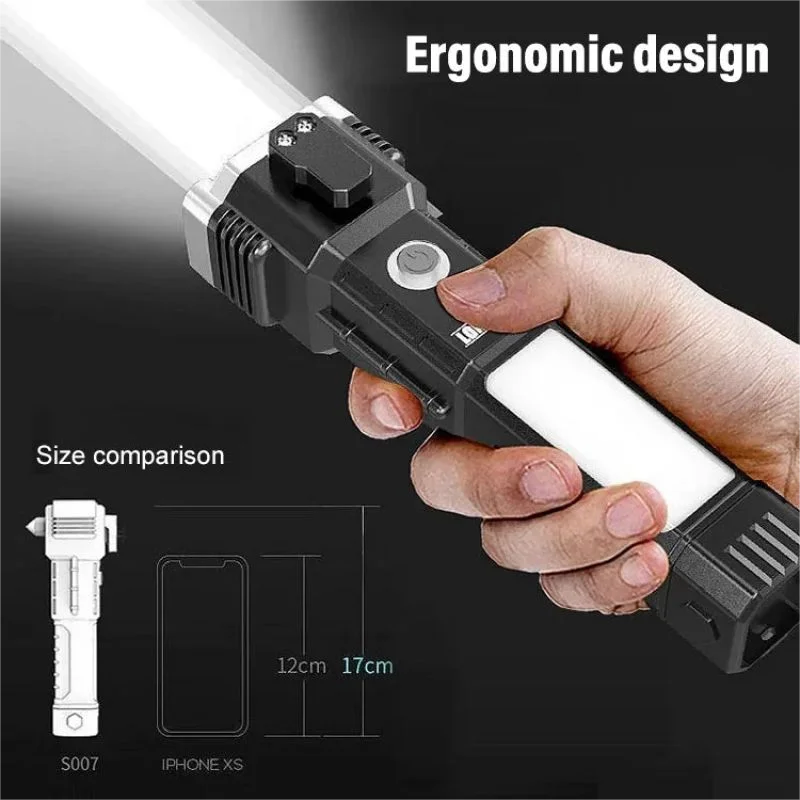 Multifunctional Safety Hammer Auto Repair Work Light Charging Treasure Emergency Broken Window Escape Outdoor Bright Flashlight