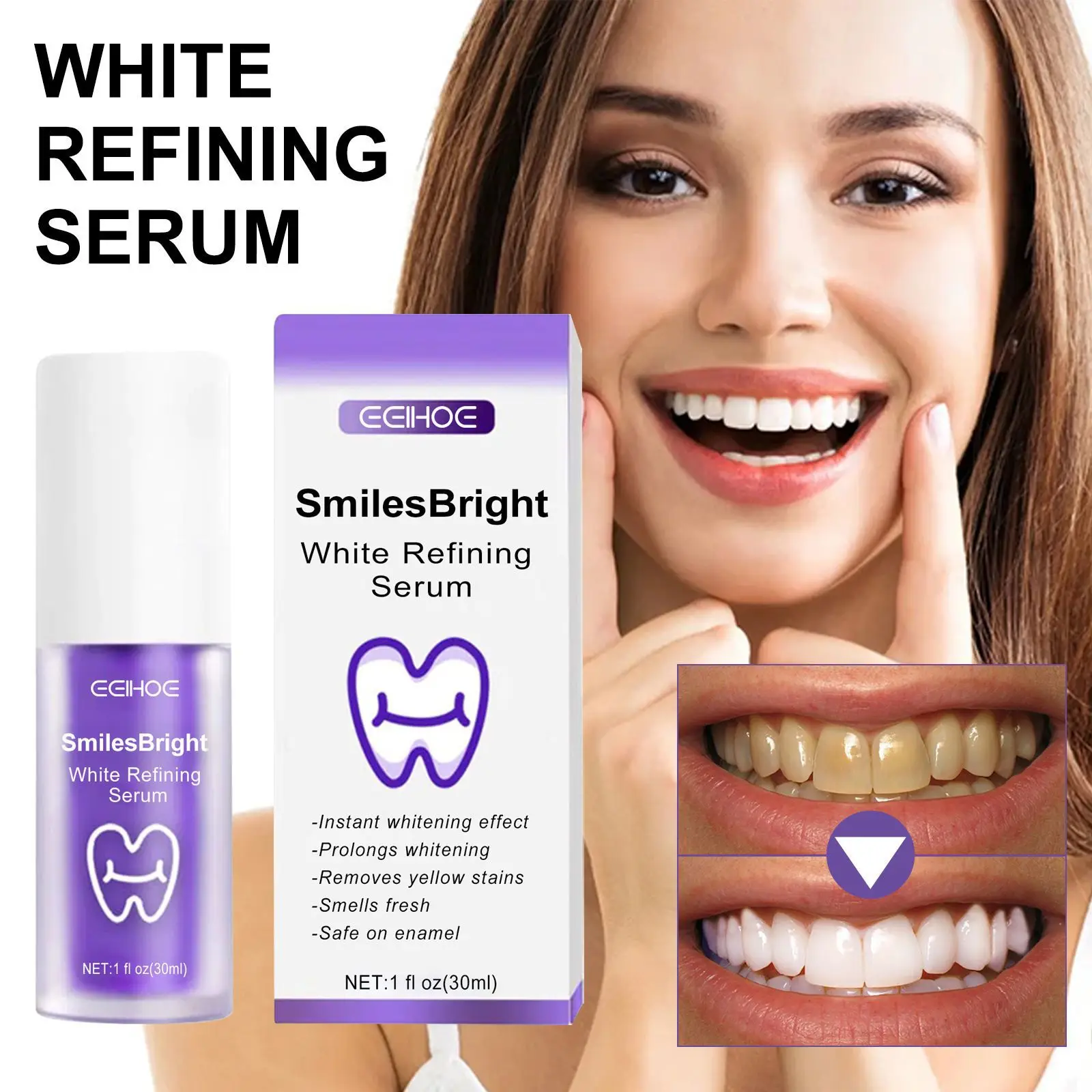 

Purple Brightening Toothpaste Clean Teeth Stains Smell Remover Bright White Teeth Care for Gums Oral Care Toothpaste