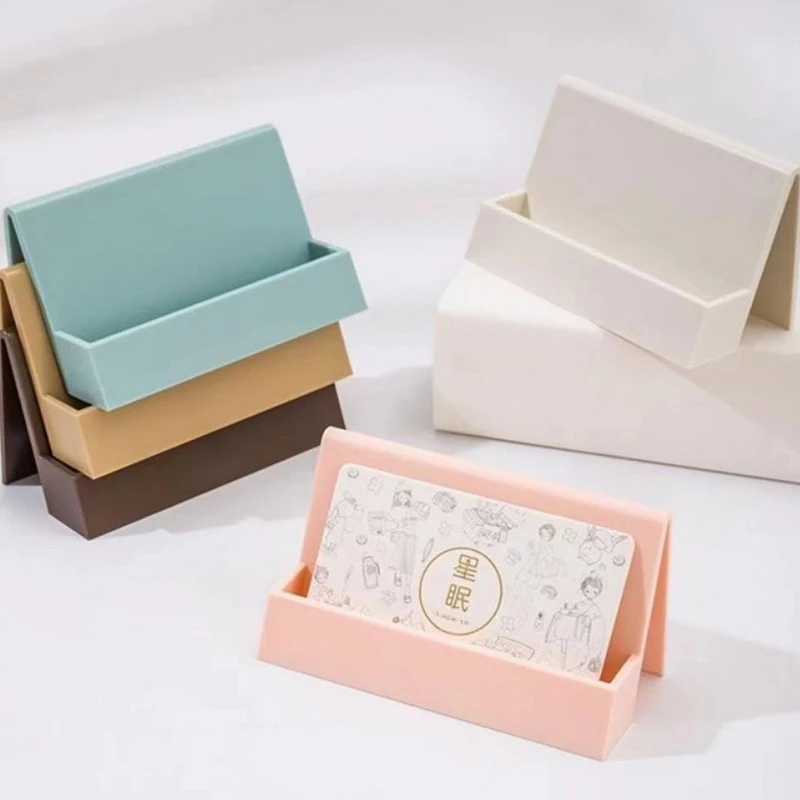 名刺入れオーガナイザー、オフィスデスクディスプレイスタンド、メモカウンターアクセサリー、卓上棚、家庭用プラスチックカードホルダークラフト