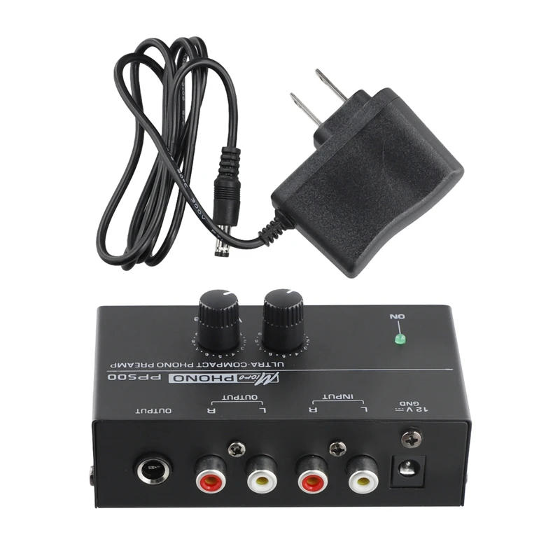 

Ultra-Compact Phono Preamp PP500 with Bass Treble Balance Volume Adjustment Pre-Amp Turntable Preamplificador US Plug
