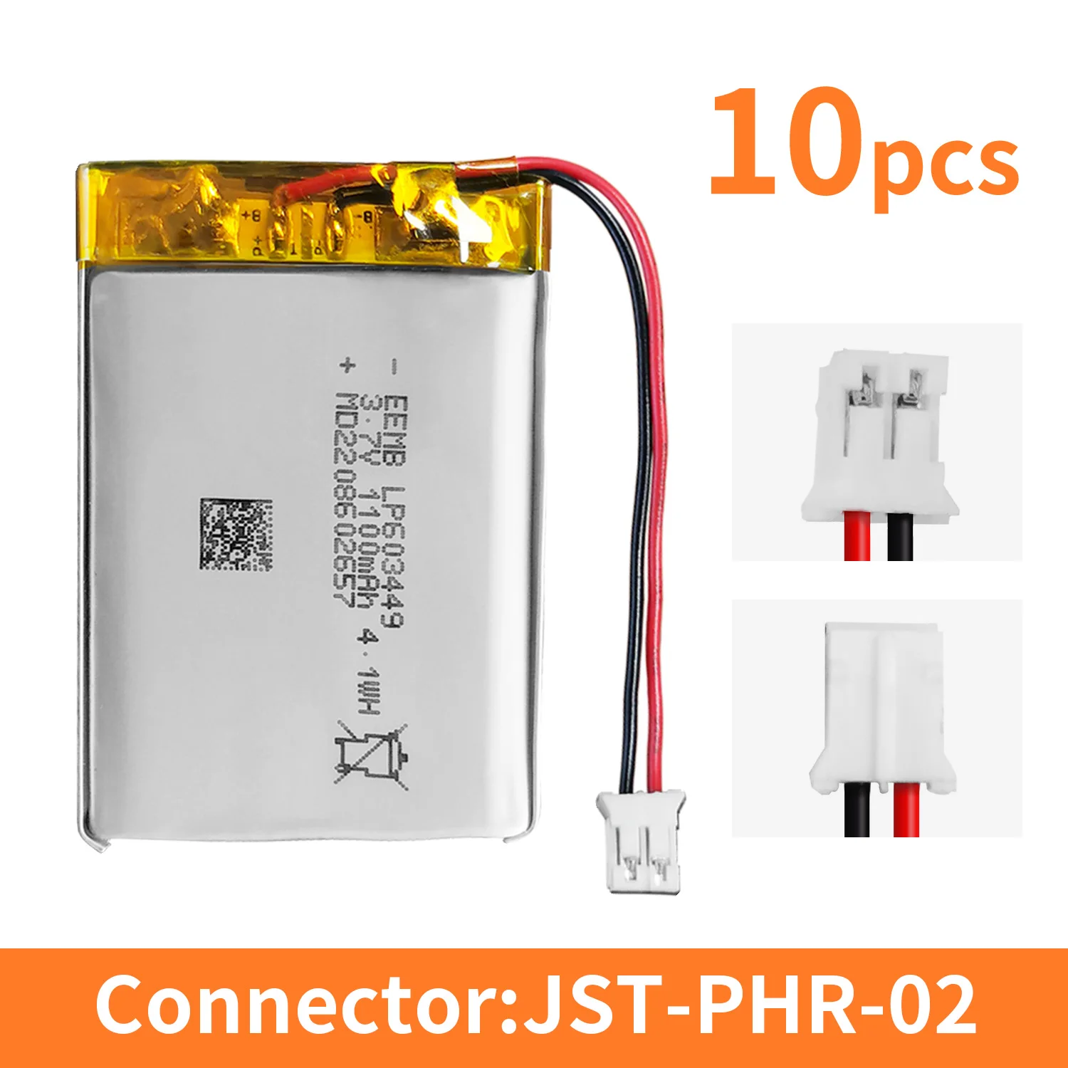1~10PCS EEMB LP603449 3.7V 1100mAh Rechargeable Li-Po Battery 603449 Replacement Battery for Bluetooth Audio GPS Tracker image 3