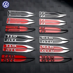 2pcs Car Fender Side Blade Emblem Sticker Auto Decorative Accessories For Volkswagen VW GTI R GTD Golf Polo Tiguan Jetta Touran