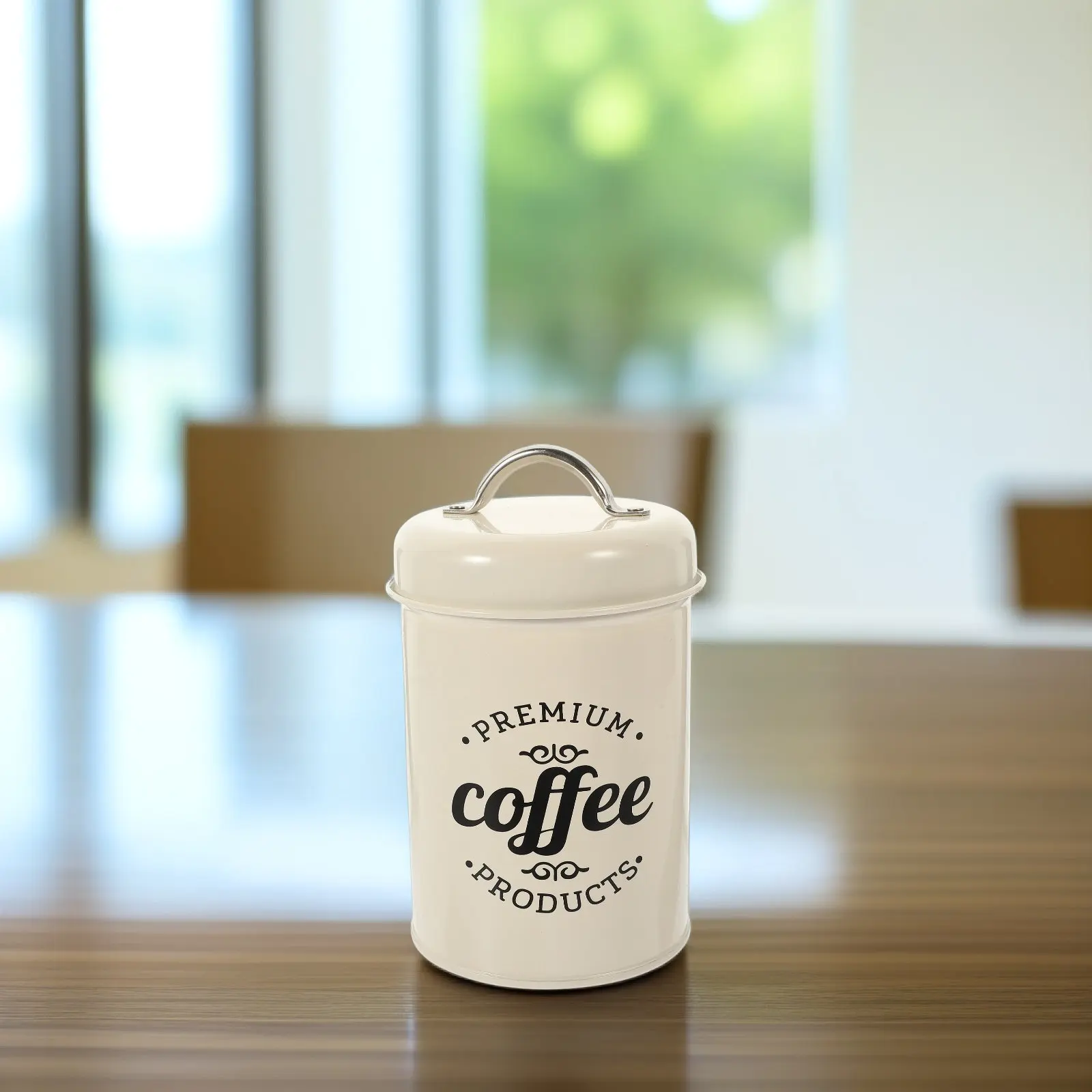 1200Ml Heavy Duty Metal Storage Canister Convenient One Hand Opening Sealed Coffee Tea Jar Kitchen Office Desktop Household Use