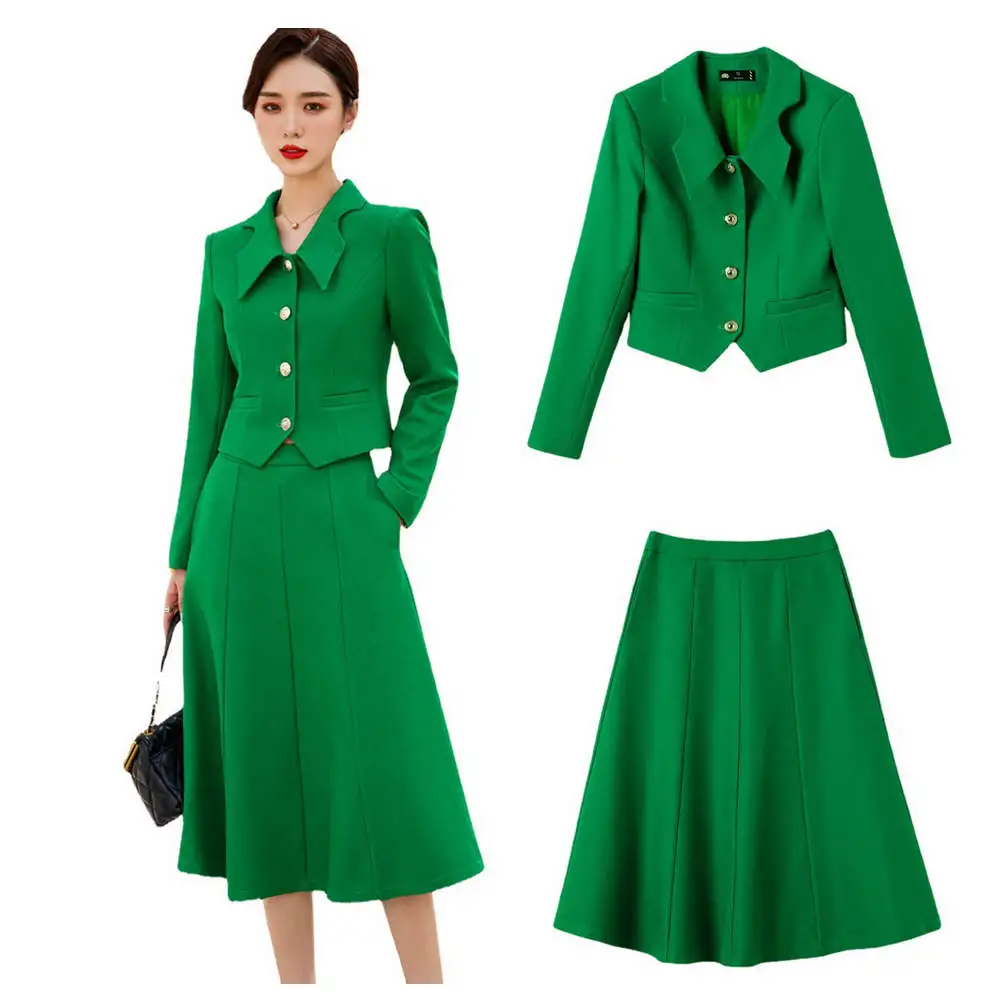 High Quality Spring Autumn Long Skirt Blazer Sets Outfits Female Formal Business Korean Womens Office Ladies Work Jacket Suit