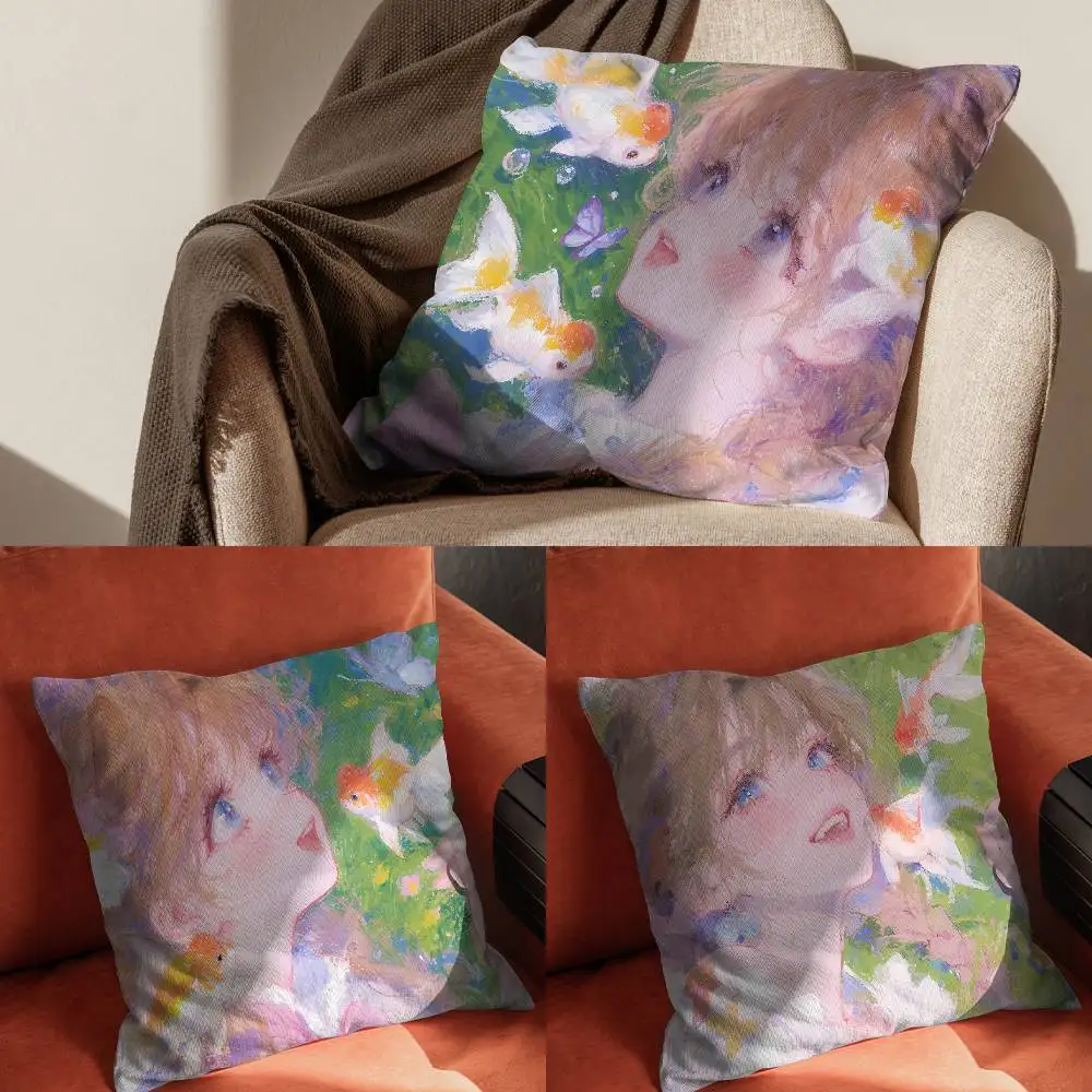

Kawaii Girl Pillow Case For Car Pillows 60x60 Cushions Luxury Double Sided Cover Home And Decoration Sofa 30x30