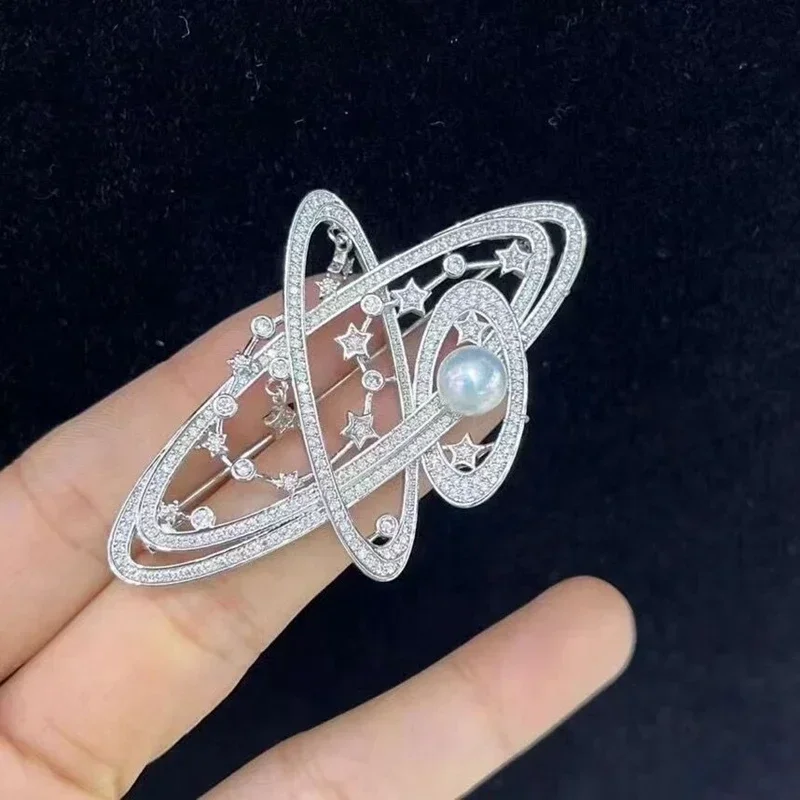 100% Natural Freshwater Pearl Brooch Surrounds The Earth Universe and Women\'s Personalized Design Fashion Accessories Gifts